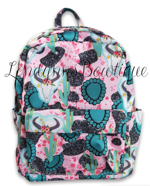 Pink teal western backpack