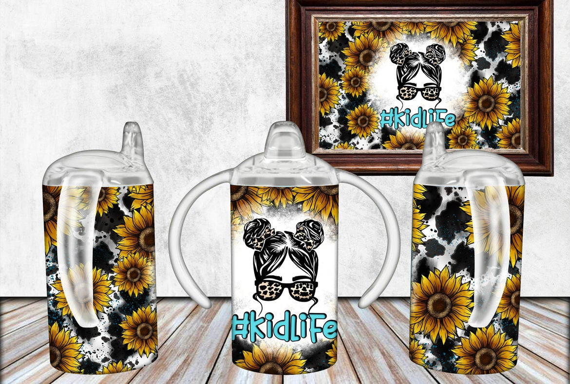 Kid life sunflower leopard tumbler