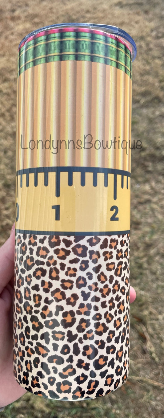 Pencil school  leopard tumbler