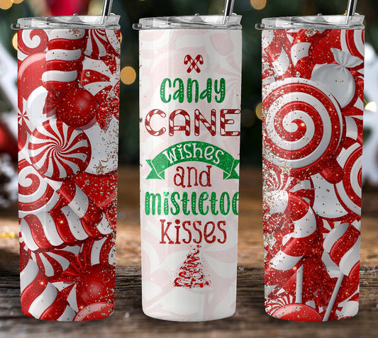 Candy cane and mistletoe kisses tumbler