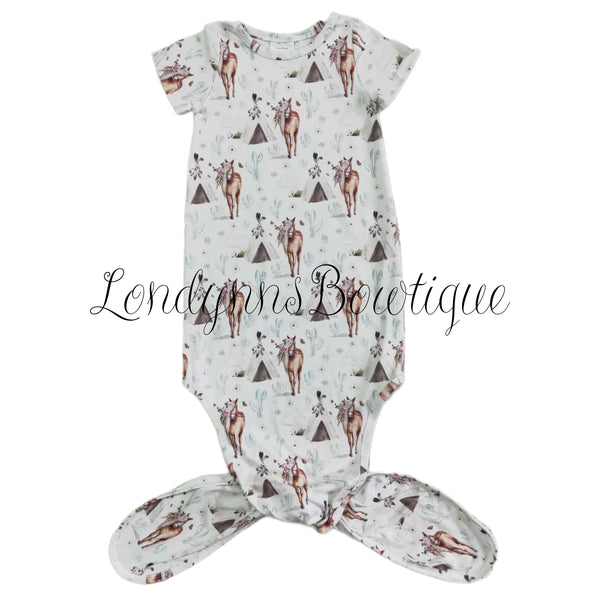 Boho horse baby gown