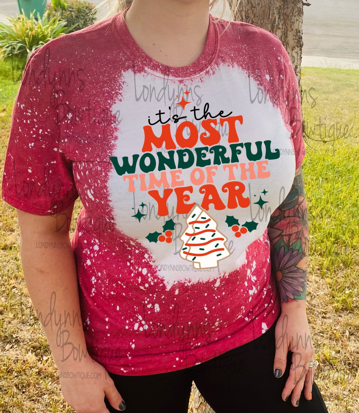 Most wonderful time of year  Christmas bleached shirt