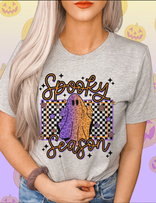 Spooky season leopard Halloween  short sleeve sublimation shirt adult