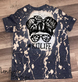 Kid life black & white  cheetah bun Shirt bleached