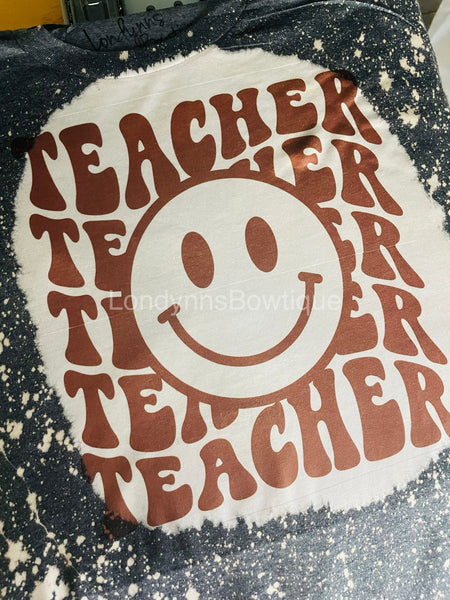 Teacher teacher boho retro  bleached shirt