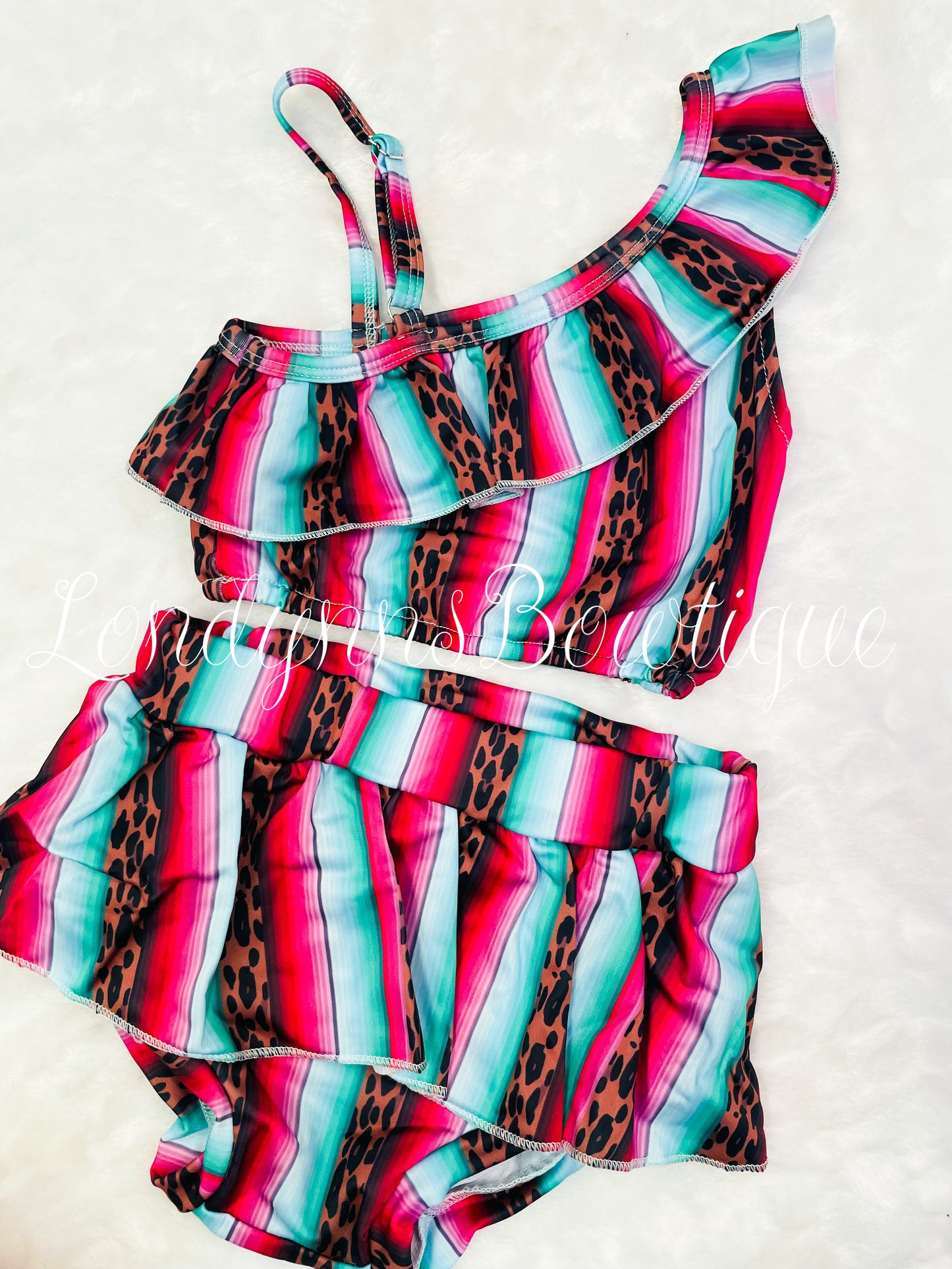 Stripe leopard bathing suit