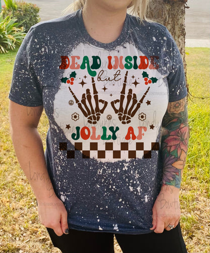 Dead inside but jolly af Christmas bleached shirt