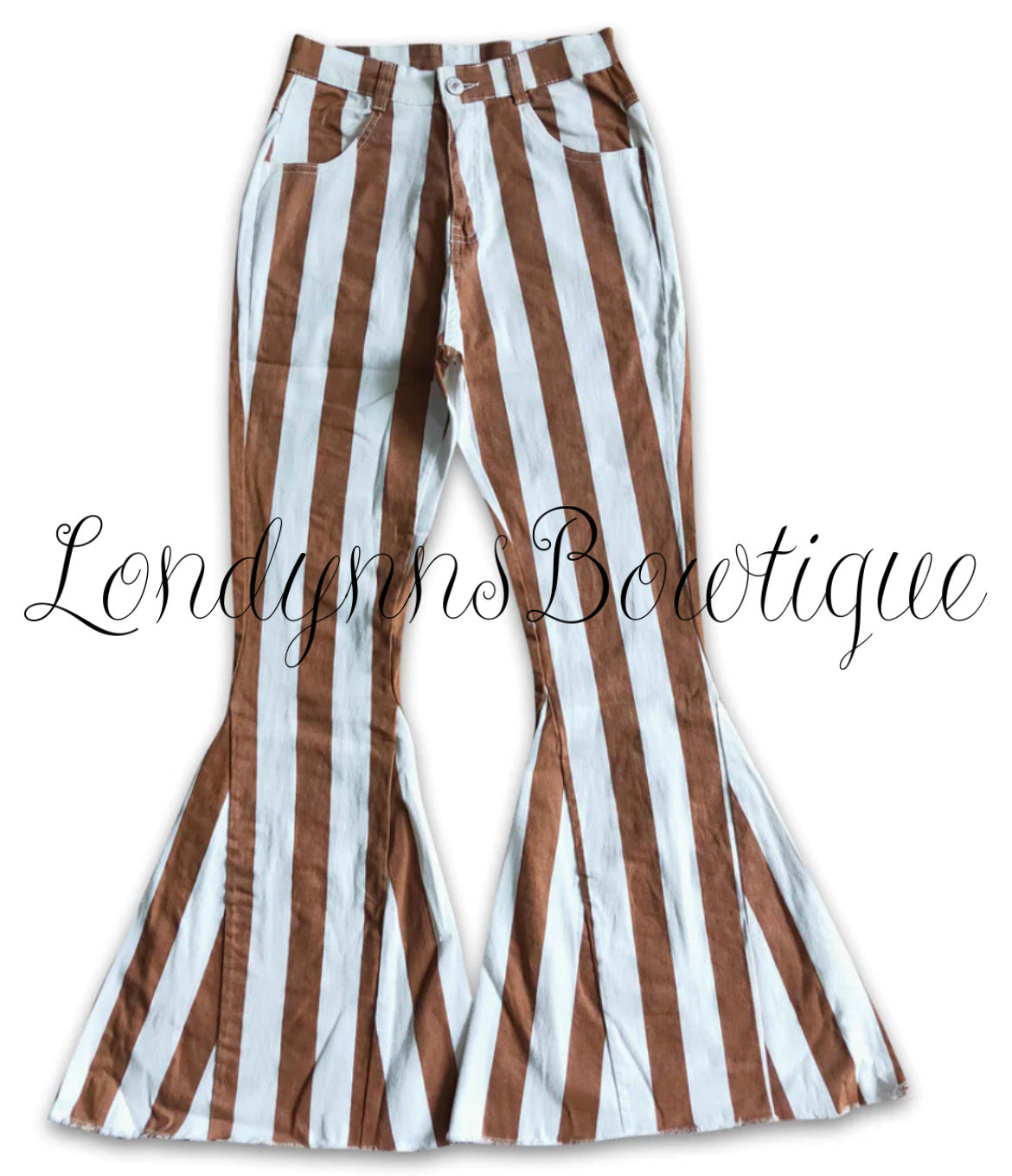 Brown stripe flare jeans adult