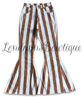 Brown stripe flare jeans adult