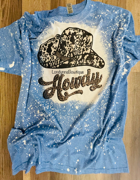 Howdy country hat  Adults Bleached Shirt