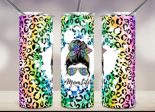 Mom life colorful leopard tumbler