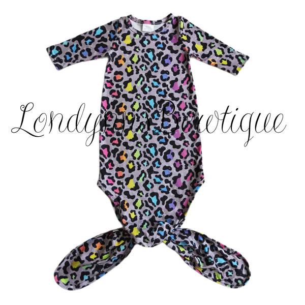 Colorful leopard baby gown