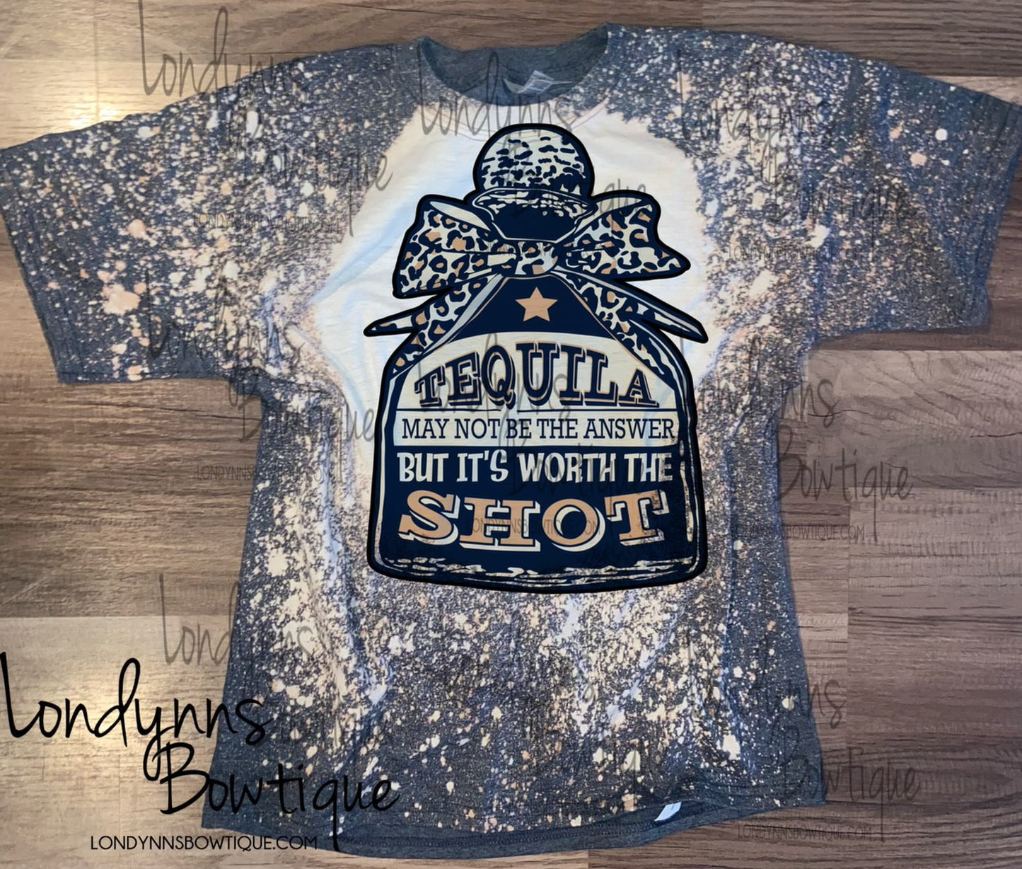 Tequila Shot Grey Adults Bleached Shirt