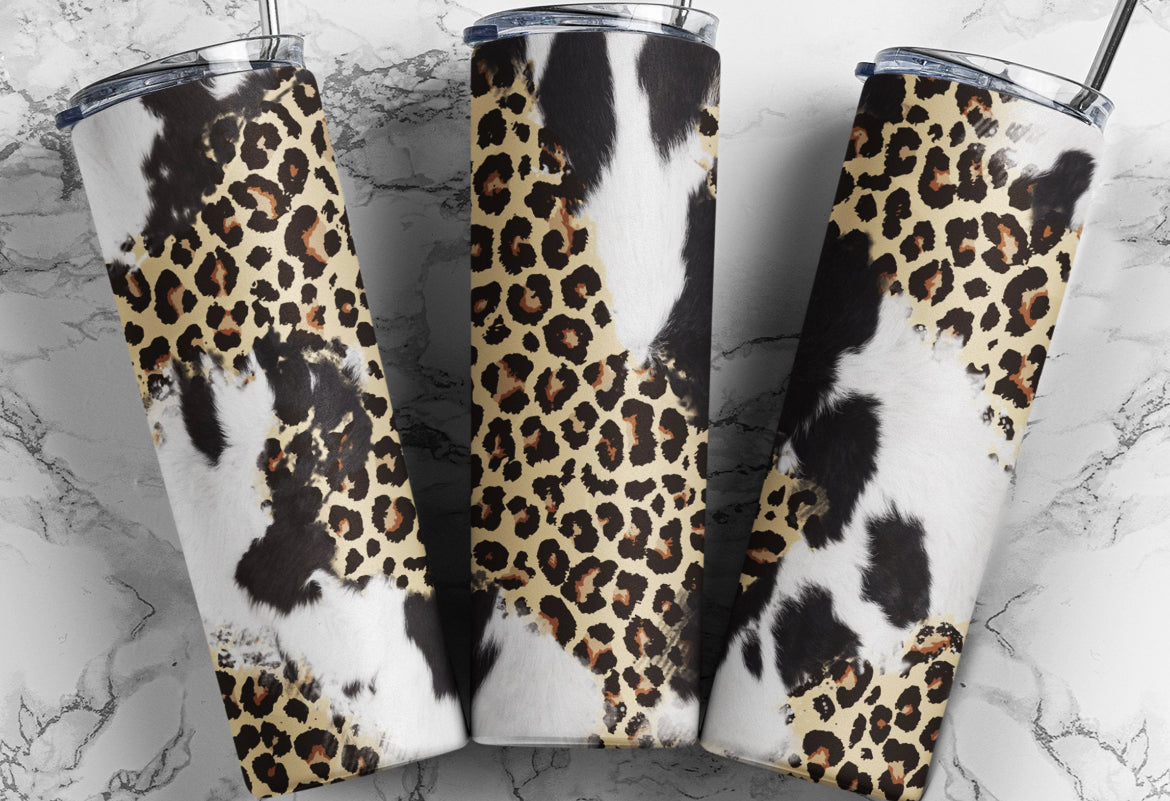 Leopard cow print tumbler