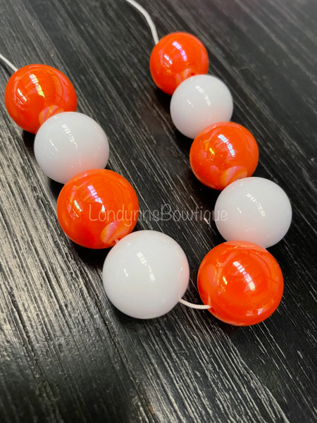 Orange white bubblegum necklace