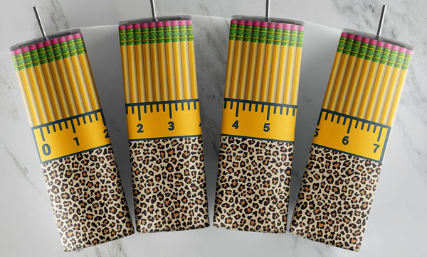 Pencil school  leopard tumbler