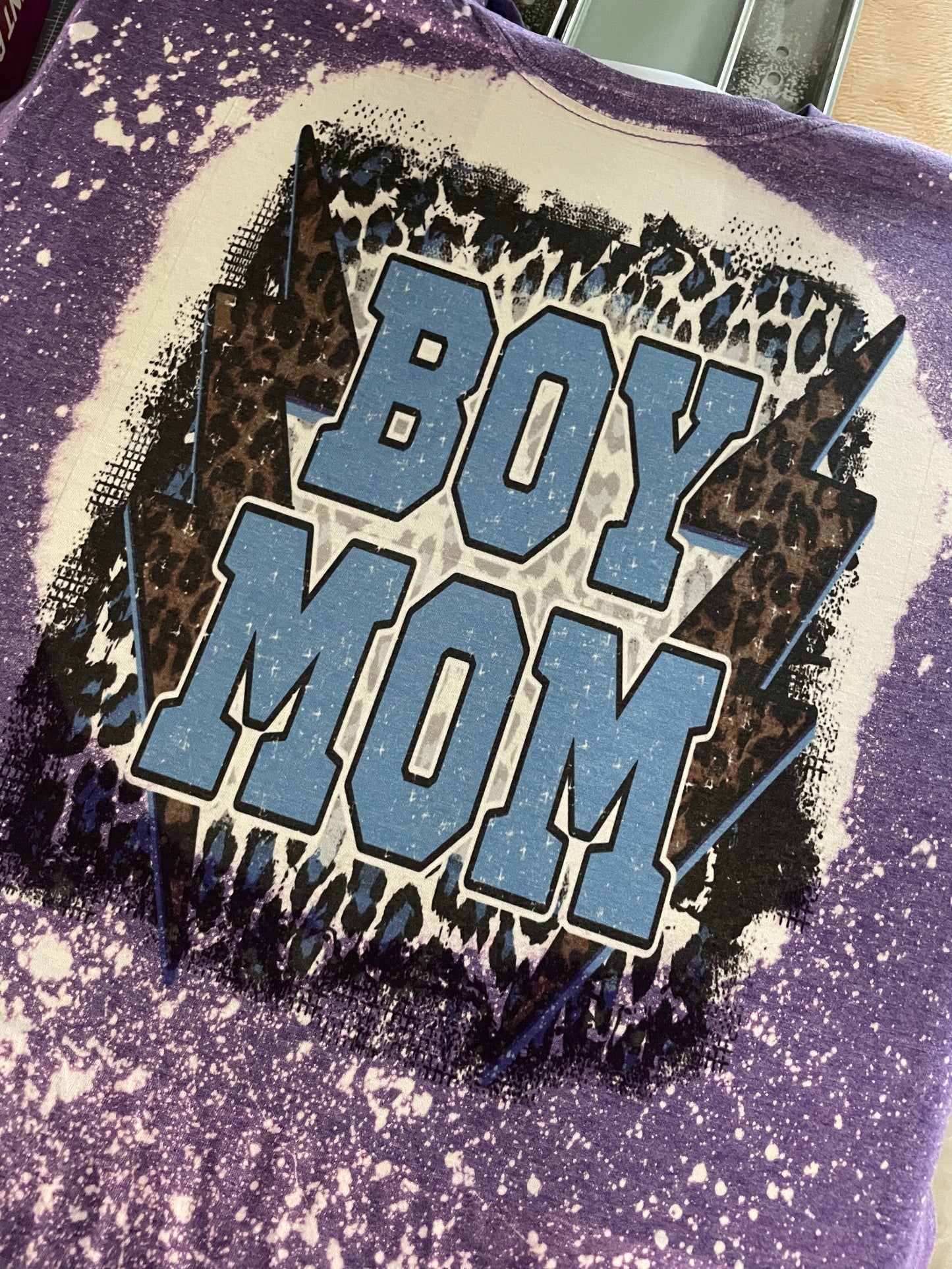 Boy mom cheetah bleached shirt