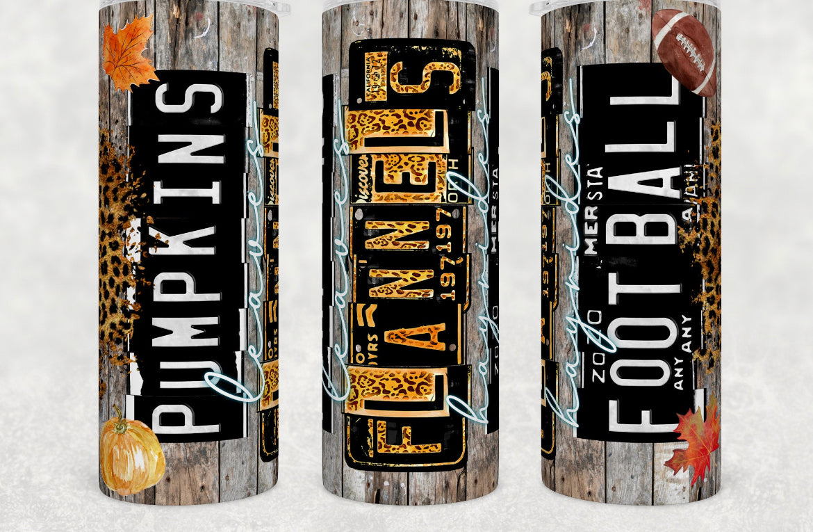 Pumpkins flannels football tumbler