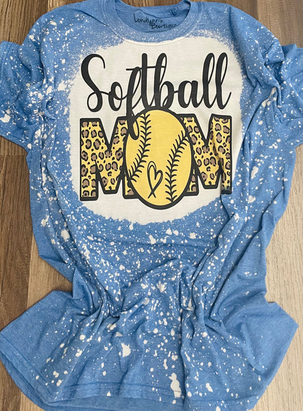 Softball mom cheetah ADULT bleached shirts