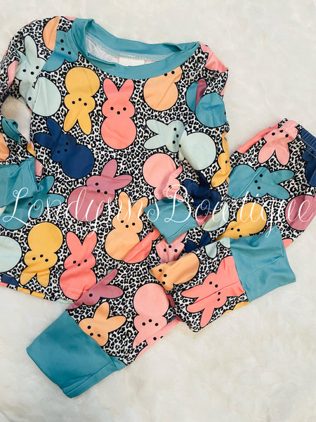 Leopard bunny pajama lounge outfit