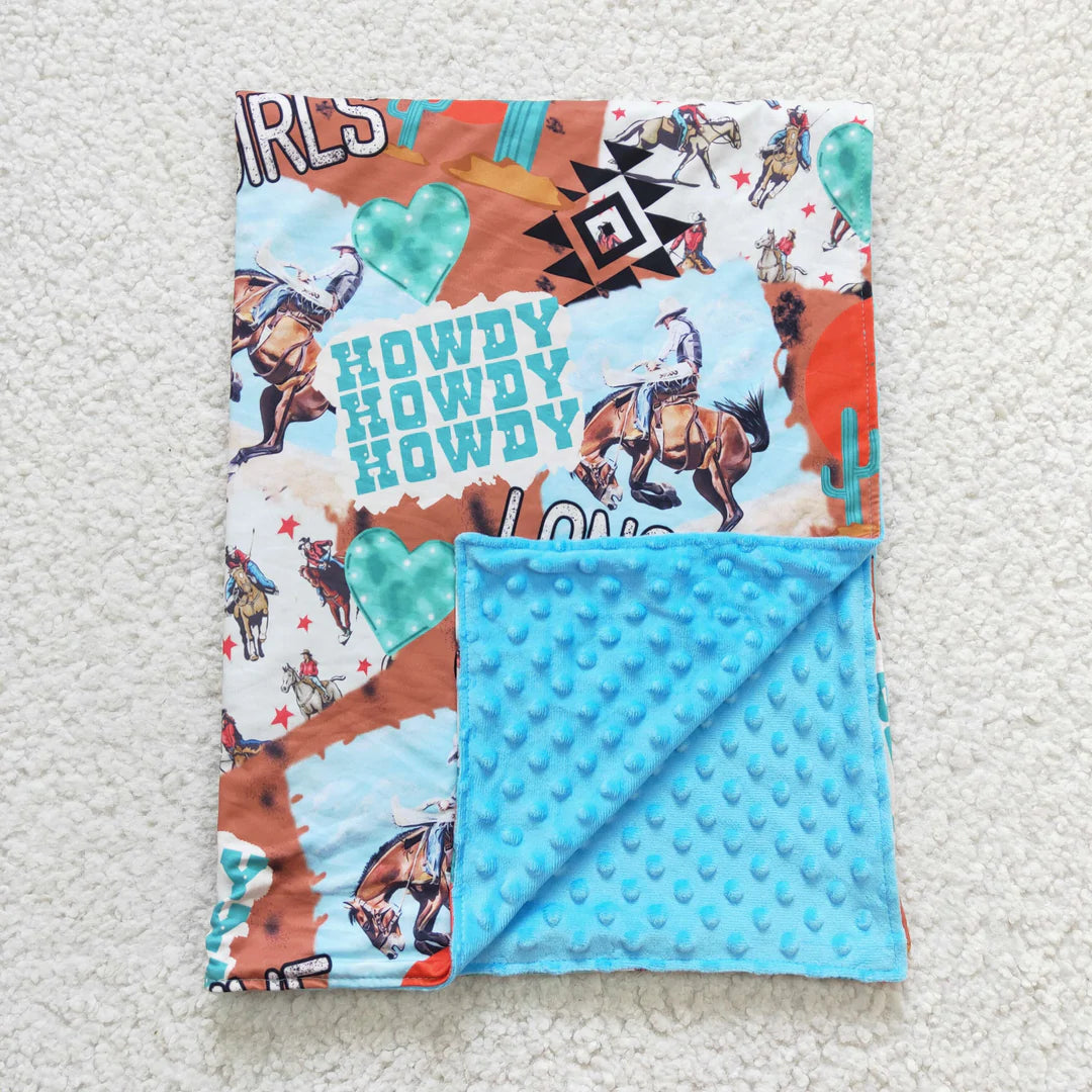 Howdy blue 29x43” minky blanket