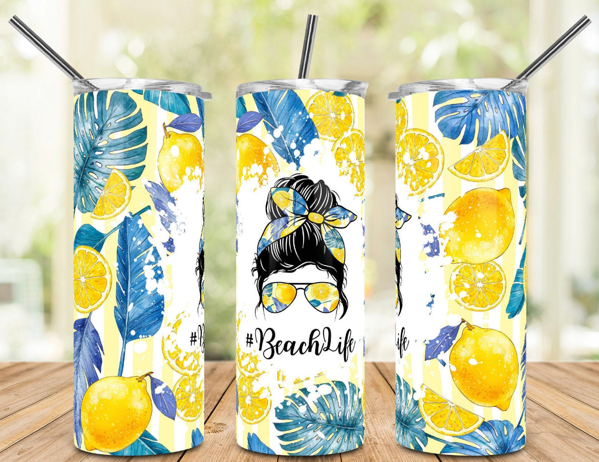 Beach life lemon tumbler