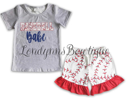 Baseball babe shorts set